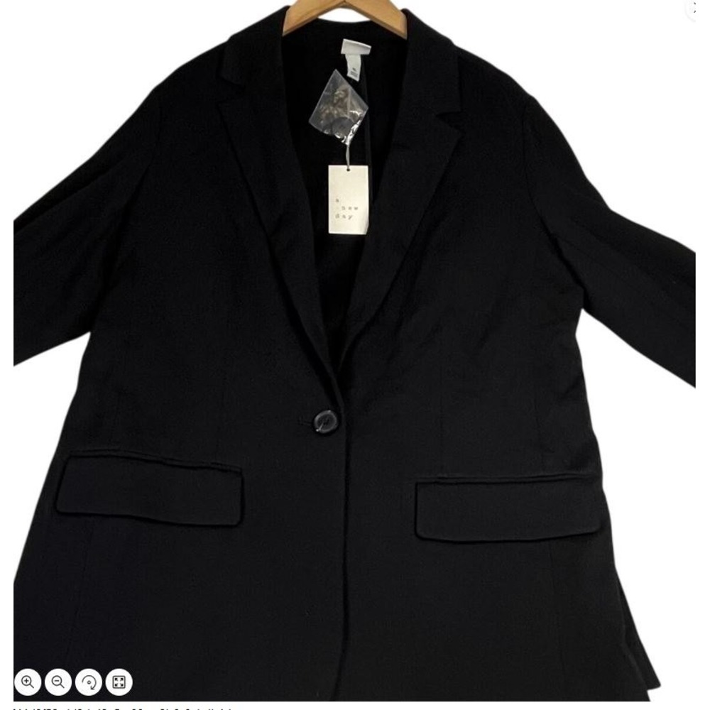 A New Day Womens XL Black Knit Long Sleeve Single Button Blazer Jacket